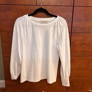 LOFT Women's White Textured Top